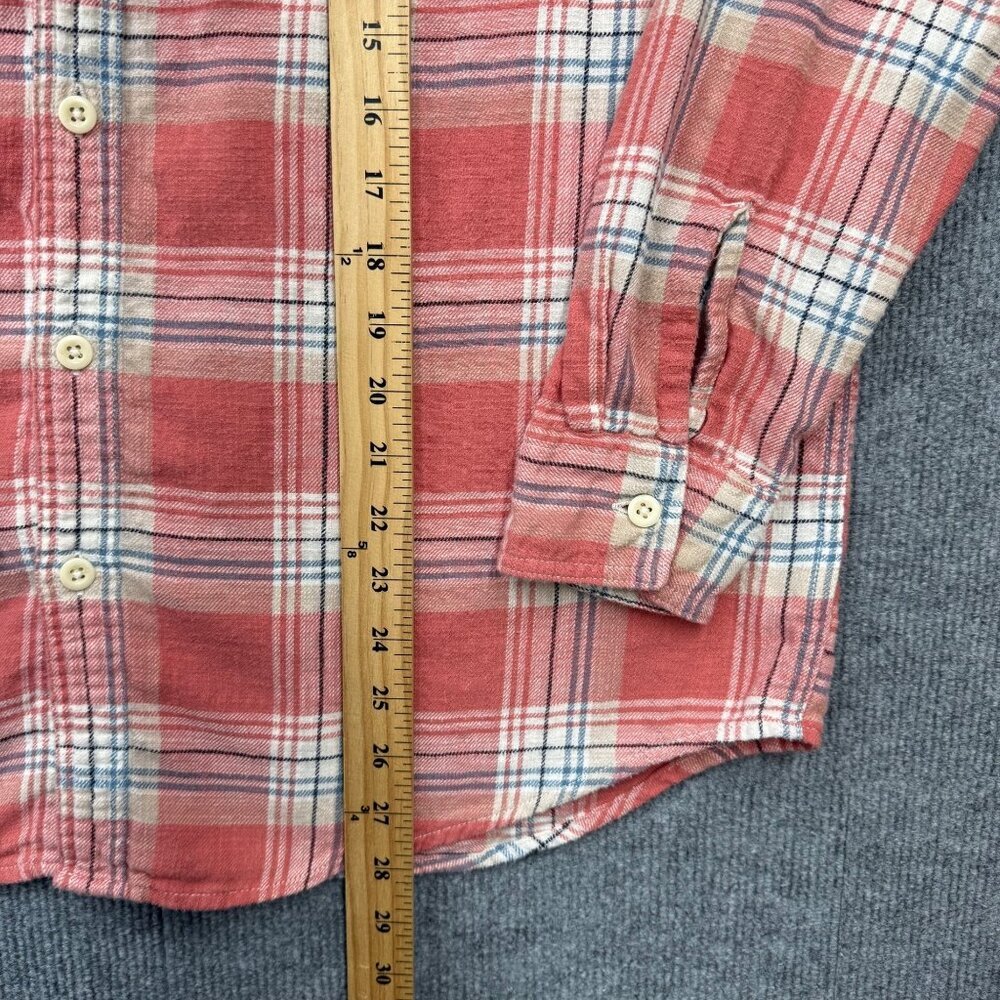 American Eagle Mens L Plaid Flannel Shirt Shacket Removeable Hood Cabincore Red - Picture 12 of 13
